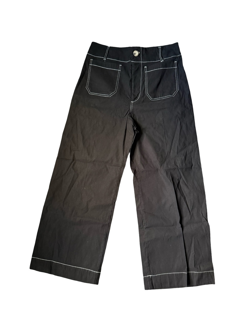 Maeve The Colette Black Contrast Wide Leg Pants Size 29 with Contrast Stitching - Picture 3 of 5